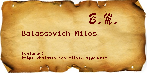 Balassovich Milos névjegykártya